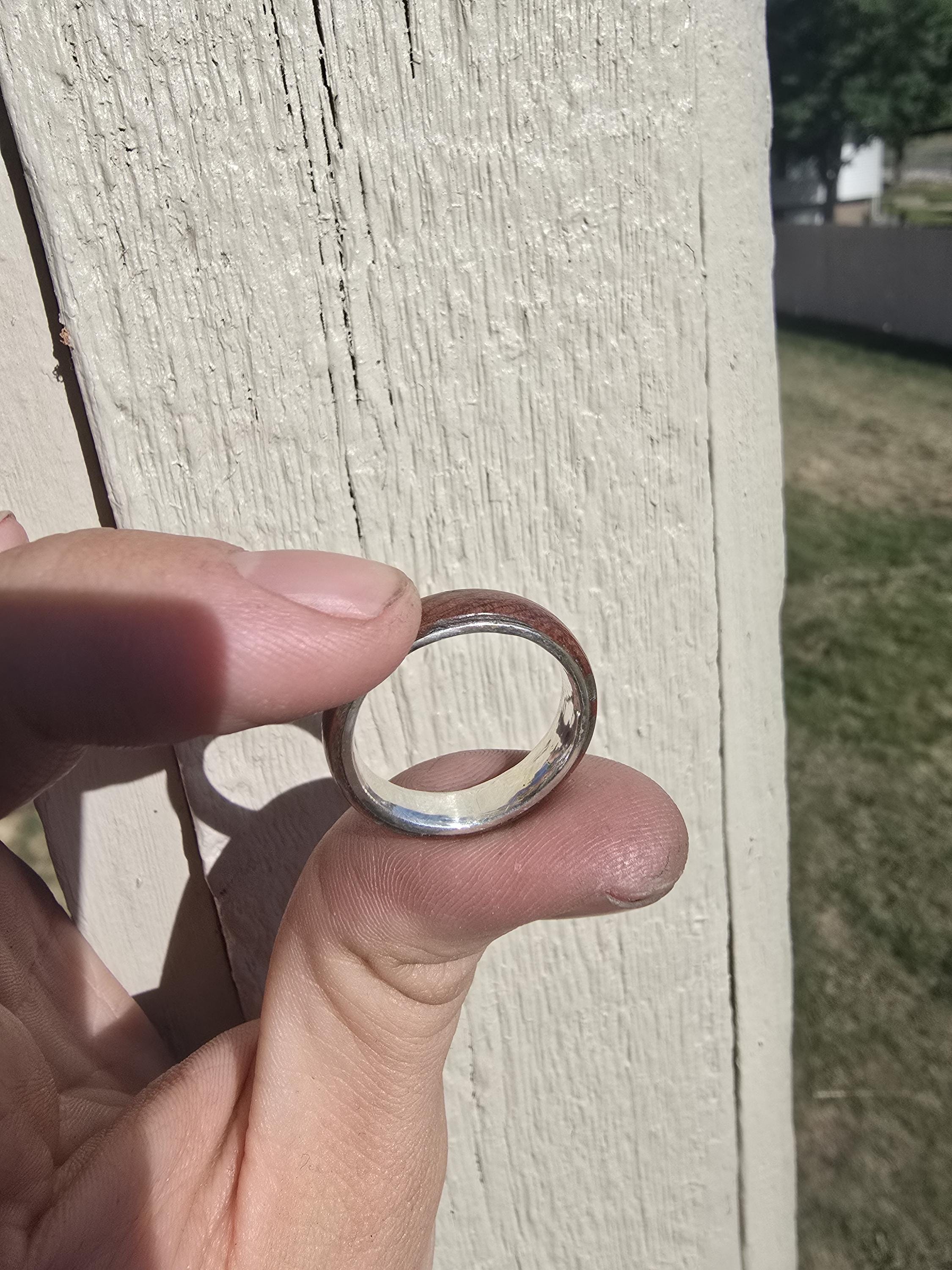 Handcrafted Sterling Silver & Redwood Ring Unique Wedding Band, Promise Ring, Anniversary Gift, Rustic Nature Jewelry