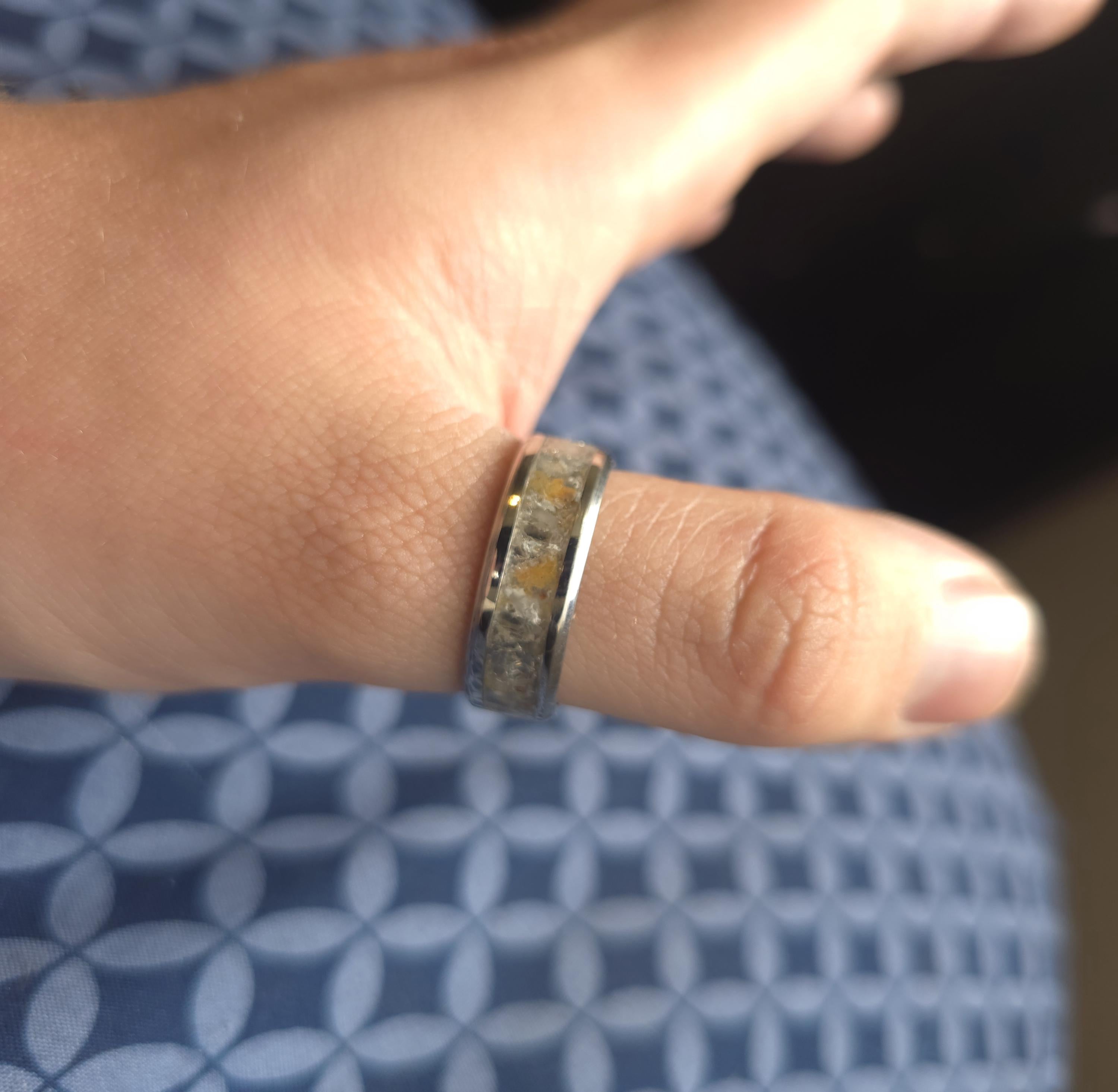 Handcrafted Bubble Opal Ring | Unique Utah Hyalite Opal Inlay, Stainless Steel Band, One-of-a-Kind Natural Stone Jewelry