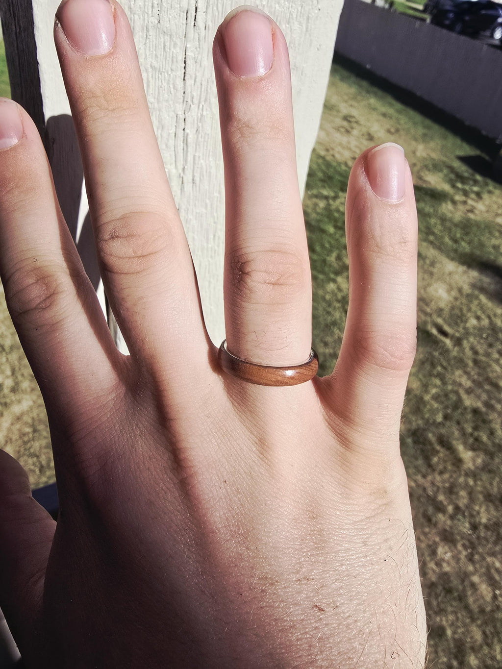 Handcrafted Sterling Silver & Redwood Ring Unique Wedding Band, Promise Ring, Anniversary Gift, Rustic Nature Jewelry