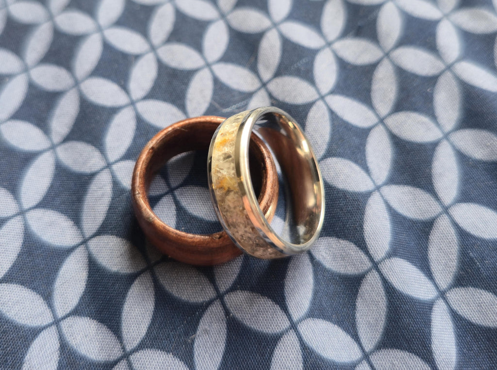 Handcrafted Bubble Opal Ring | Unique Utah Hyalite Opal Inlay, Stainless Steel Band, One-of-a-Kind Natural Stone Jewelry