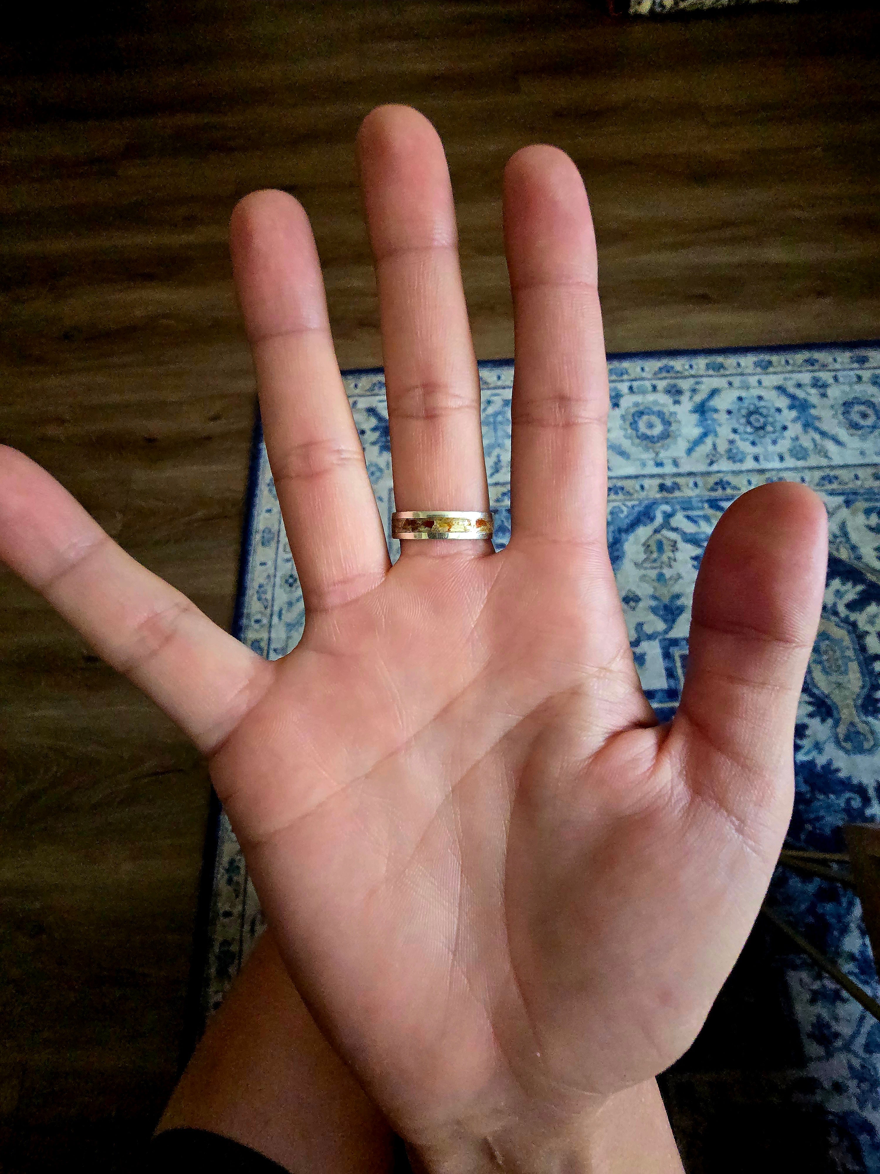 Hand-made Custom Stainless Steel Ring | 8mm, 4mm Band | Natural Stone