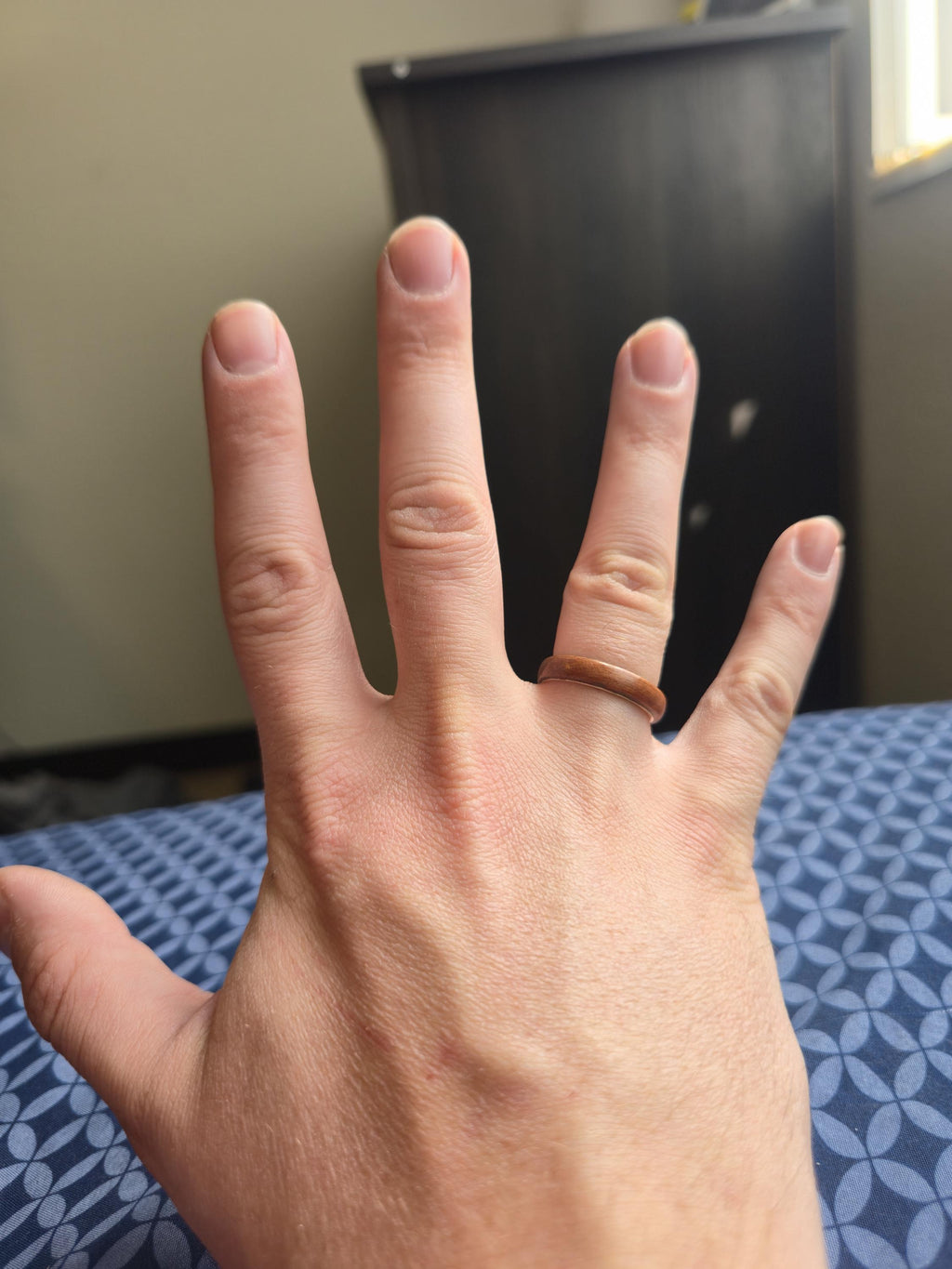 Handcrafted Sterling Silver & Redwood Ring Unique Wedding Band, Promise Ring, Anniversary Gift, Rustic Nature Jewelry