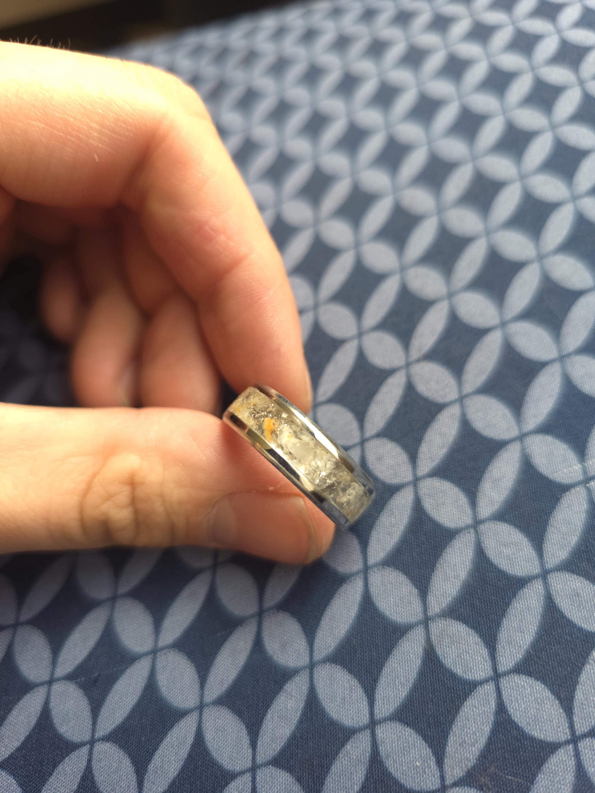 Handcrafted Bubble Opal Ring | Unique Utah Hyalite Opal Inlay, Stainless Steel Band, One-of-a-Kind Natural Stone Jewelry