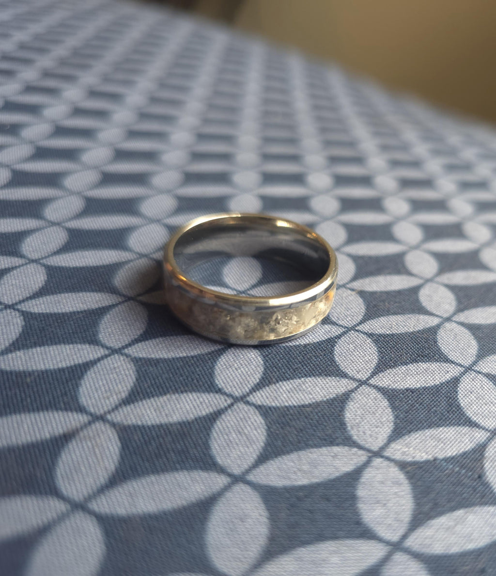 Handcrafted Bubble Opal Ring | Unique Utah Hyalite Opal Inlay, Stainless Steel Band, One-of-a-Kind Natural Stone Jewelry