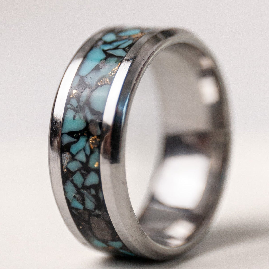 Turquoise and Gold Leaf Ring 8mm