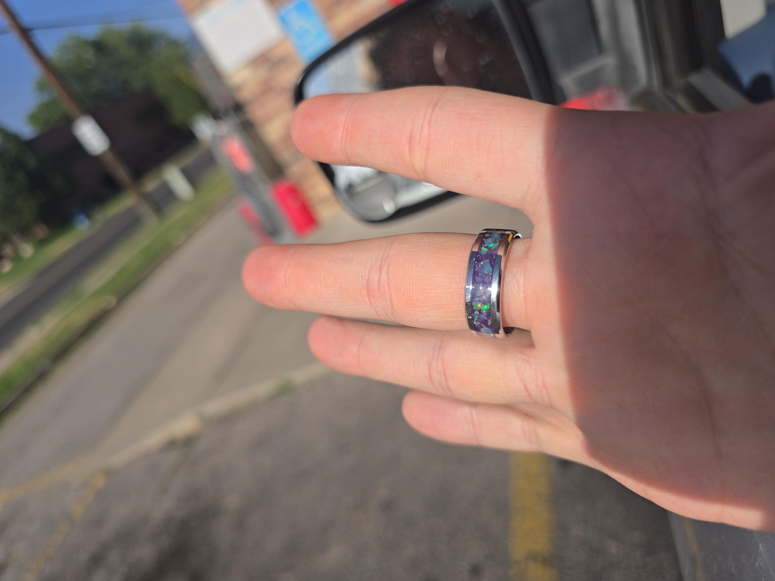 Hand-made Custom Stainless Steel Ring | 8mm, 4mm Band | Natural Stone